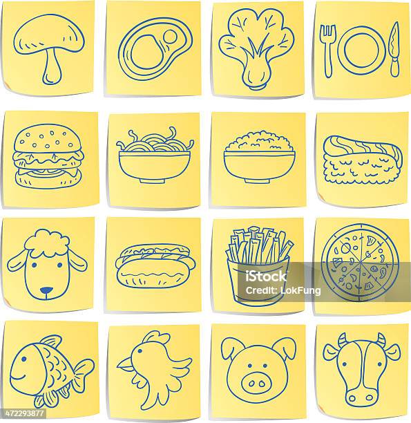 Doodle Memo Icon Set Food Stock Illustration - Download Image Now - Plate, Icon Symbol, Individuality