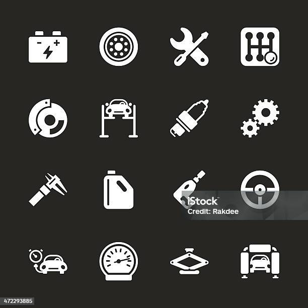 Auto Service Icons White Series Eps10 Stock Illustration - Download Image Now - Air Pump, Auto Mechanic, Auto Repair Shop