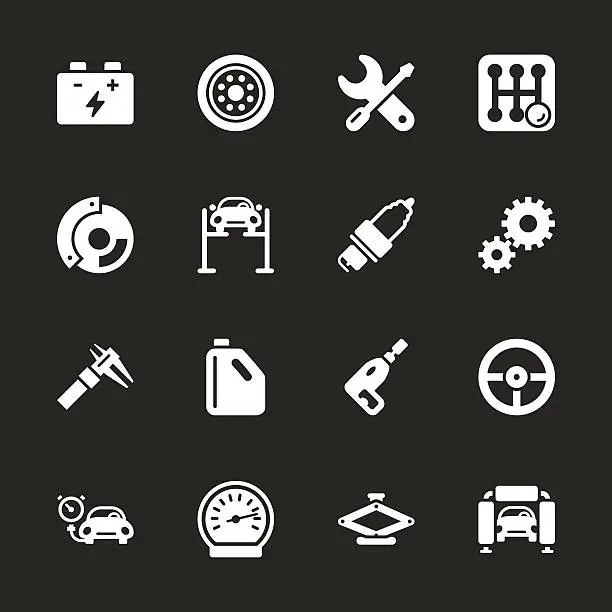 Vector illustration of Auto Service Icons - White Series | EPS10