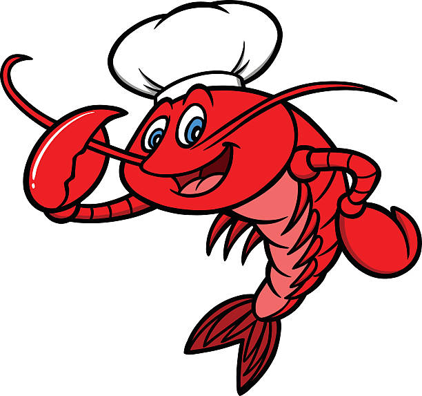 langusty kucharz maskotka - crayfish stock illustrations