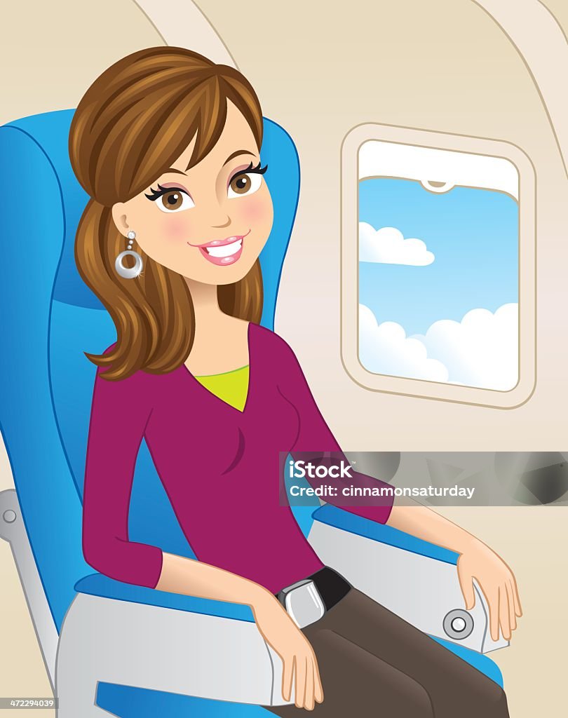 Woman 航空会社旅客 - 機内のロイヤリティフリーベクトルアート