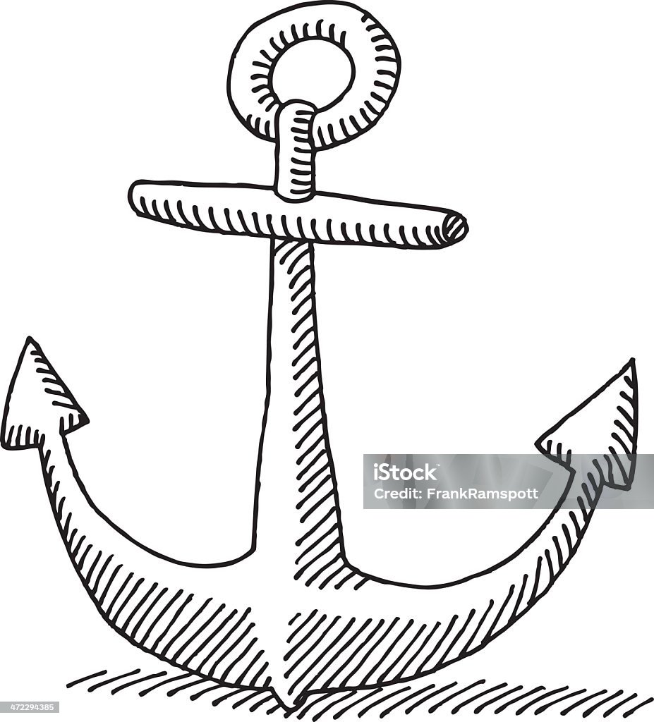 Anchor Drawing Hand-drawn vector drawing of an Anchor. Black-and-White sketch on a transparent background (.eps-file). Included files: EPS (v8) and Hi-Res JPG. Anchor - Vessel Part stock vector