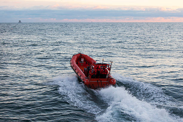 Sea rescue team on the boat