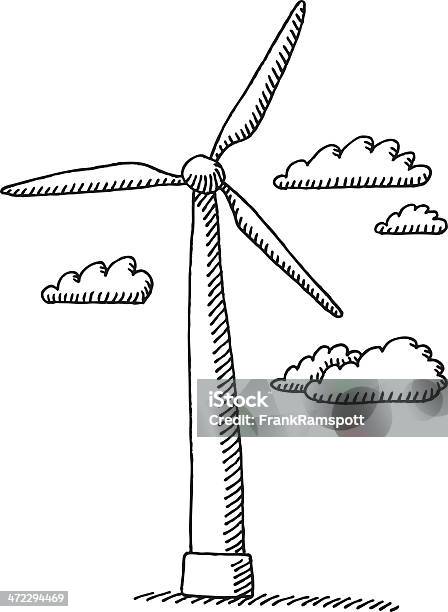 Ilustración de Nubes Ilustración De Turbina De Viento y más Vectores Libres de Derechos de Aerogenerador - Aerogenerador, Ilustración, Dibujo