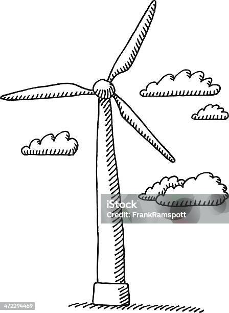 풍력발전기 클라우드 그림이요 풍력발전기에 대한 스톡 벡터 아트 및 기타 이미지 - 풍력발전기, 일러스트레이션, 드로잉