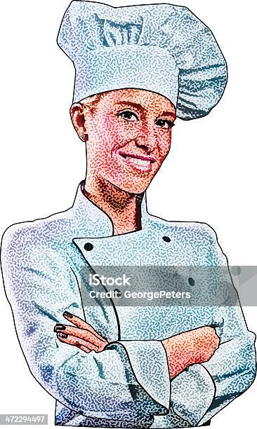 Amigável Confiante Chefe De Cozinha Isolado No Branco - Arte vetorial de stock e mais imagens de Adulto