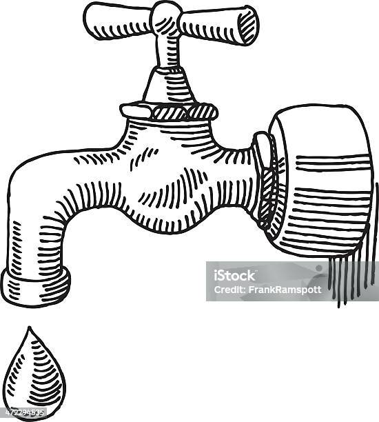 저수시설 그림이요 누르세요 수도꼭지에 대한 스톡 벡터 아트 및 기타 이미지 - 수도꼭지, 물, 드로잉