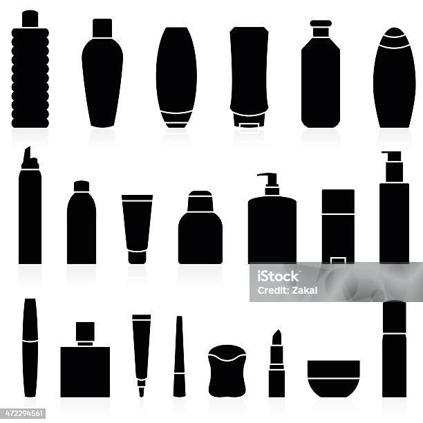 Cosmetics And Makeup Recipients Silhouettes Stock Illustration - Download Image Now - Icon Symbol, Bottle, Beauty Product