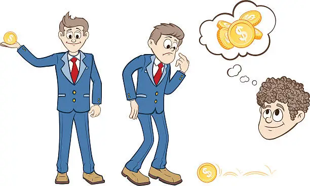 Vector illustration of Businessmen with Money Coins