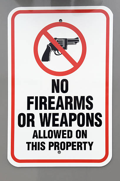 istock No firearms or weapons warning sign 472294654