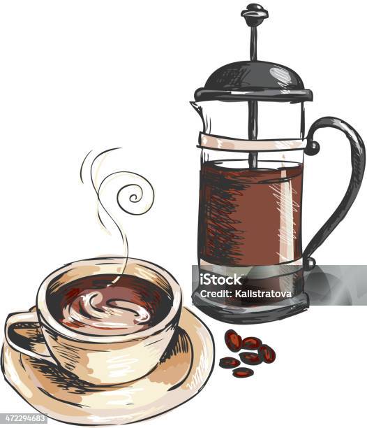 Kawa - Stockowe grafiki wektorowe i więcej obrazów Cappuccino - Cappuccino, Dzbanek do kawy, Espresso