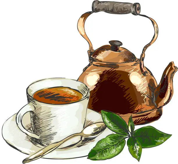 Vector illustration of Tea still life