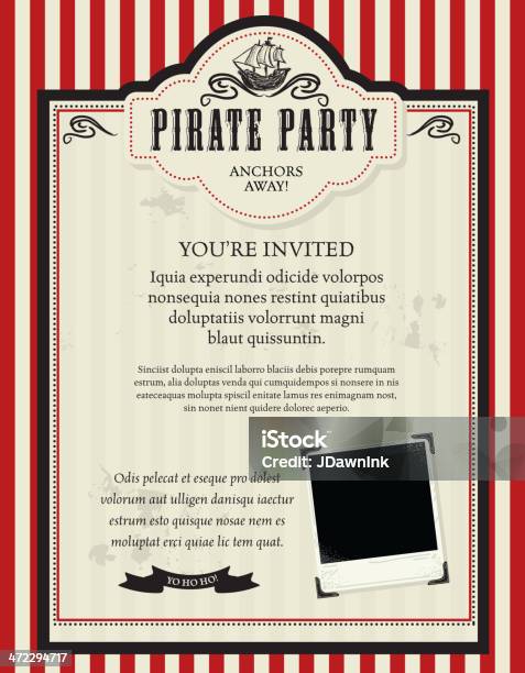 Pirate Partyeinladung Designvorlage Mit Piratenschiff Stock Vektor Art und mehr Bilder von Seeräuber