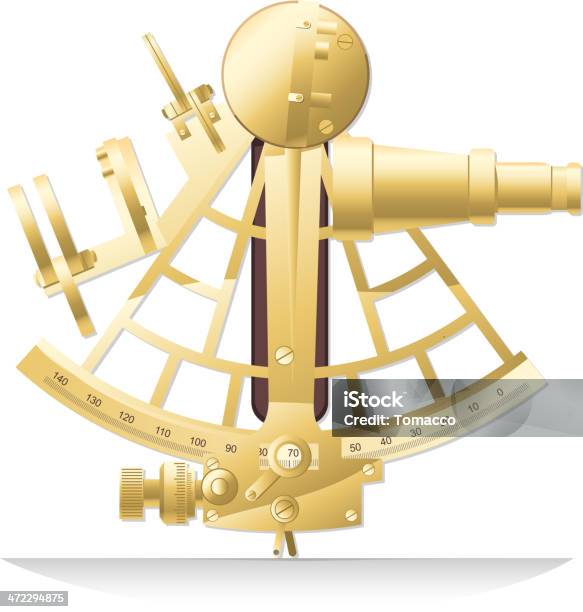 Vecchio Ottone Dorato Sestante Old Fashion Strumento Di Navigazione - Immagini vettoriali stock e altre immagini di Astrolabio