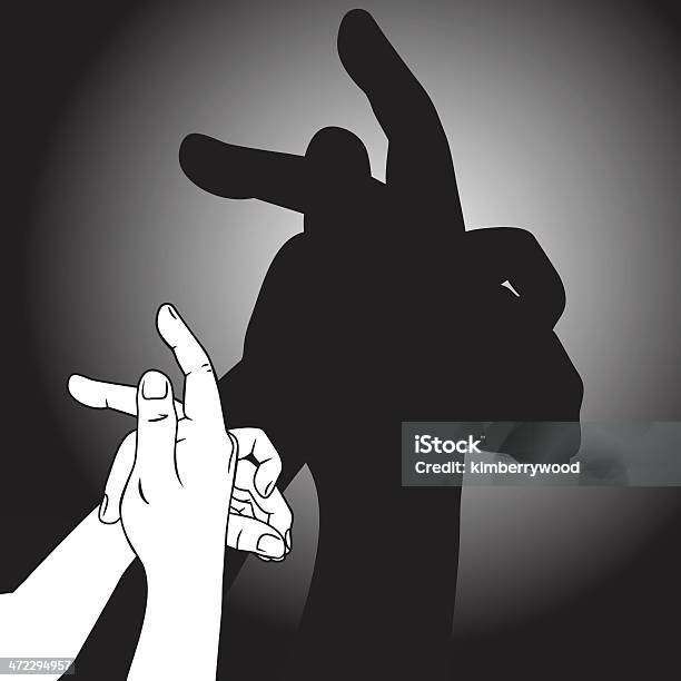 Кукла Театра Теней Кролика — стоковая векторная графика и другие изображения на тему Кролик - животное - Кролик - животное, Кукла Театра теней, Тень