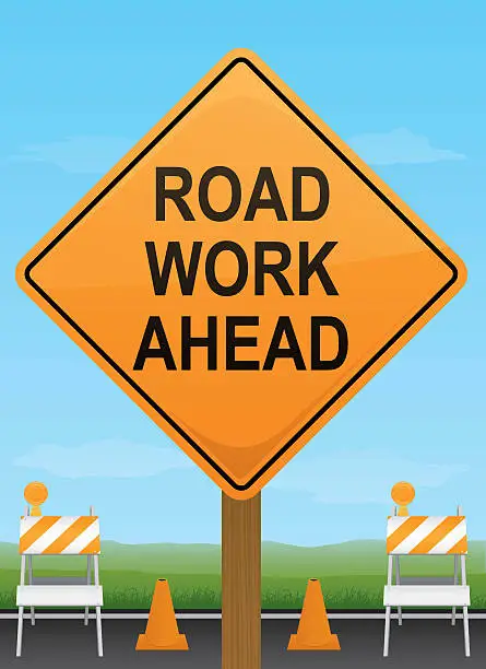 Vector illustration of Road Work Ahead Sign