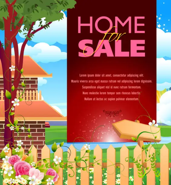 Vector illustration of Beautiful Home for Sale Background