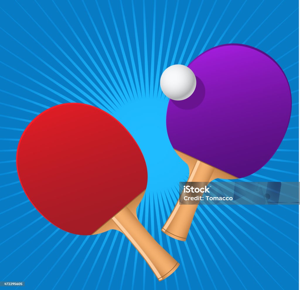 Ping pong rojo y azul raquetas con juego de pelota - arte vectorial de Artículos deportivos libre de derechos