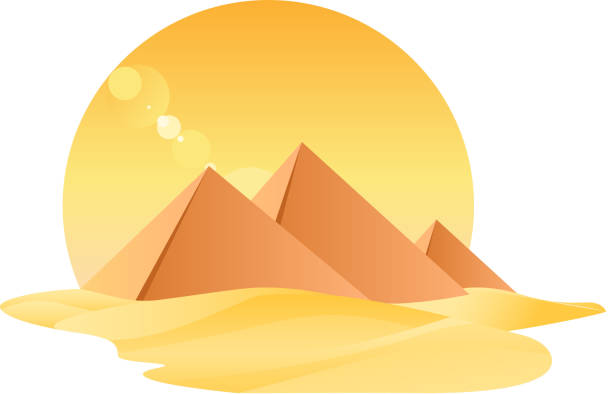 illustrations, cliparts, dessins animés et icônes de grandes pyramides d'égypte egyptology avec sable et soleil - giza pyramids egypt north africa africa