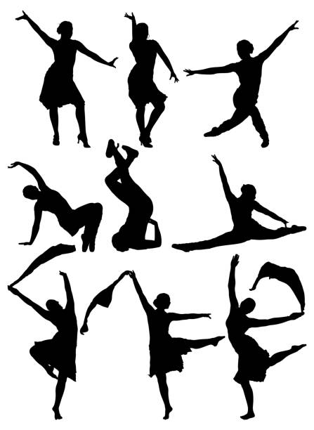 illustrazioni stock, clip art, cartoni animati e icone di tendenza di più silhouette di donna ballando - ballet dancer ballet dancer the splits