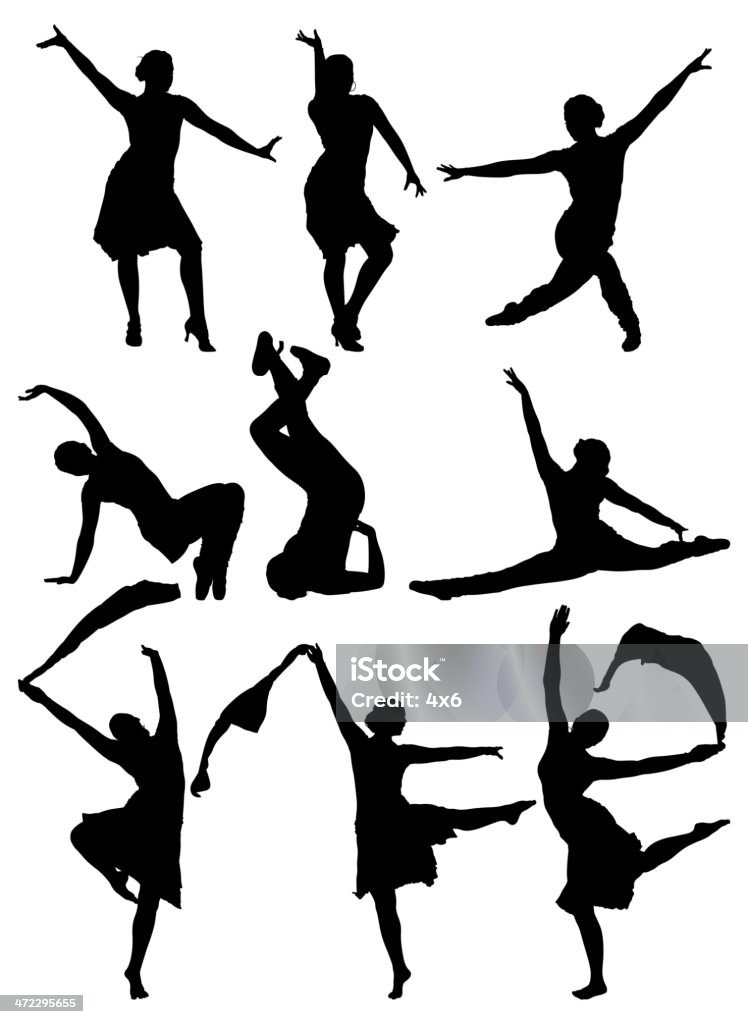 Multiple silhouettes of women dancing Multiple silhouettes of women dancinghttp://www.twodozendesign.info/i/1.png Dancer stock vector