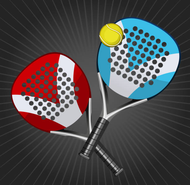 Paddle Match Rackets and Ball Set vector art illustration