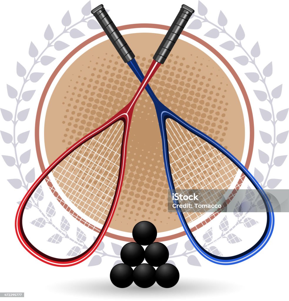 Zwei Squash-Schläger und Bälle und Lorbeerkränze 6 Schwarz - Lizenzfrei Sport Vektorgrafik