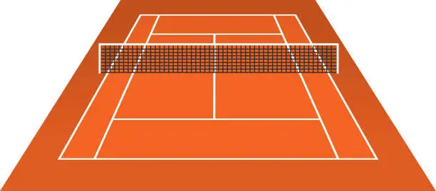 Vector illustration of Tennis Court (clay) brick dust stadium