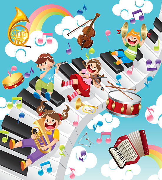 illustrazioni stock, clip art, cartoni animati e icone di tendenza di musica per bambini - musical band