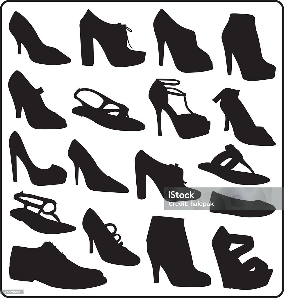 Stylish Shoes Silhouette EPS and JPG. Vector. Adult stock vector