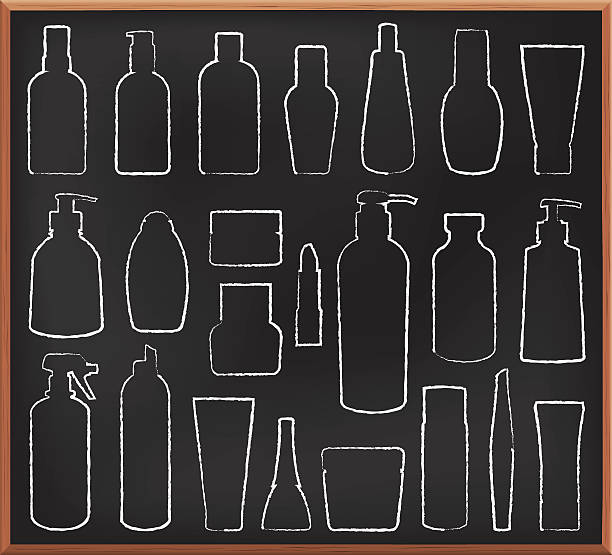 косметические бутылки, blackboard - plastic container blank bottle medicine stock illustrations