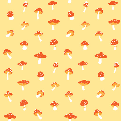 Cute red mushroom pattern yellow