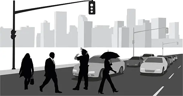 Vector illustration of Big CityTraffic Vector Silhouette