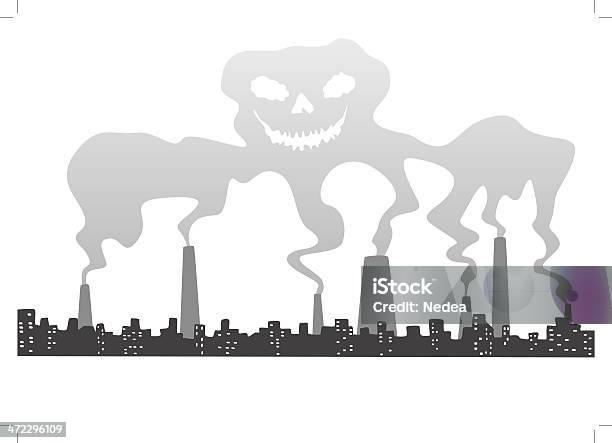 Czaszka Z Smog - Stockowe grafiki wektorowe i więcej obrazów Chemia - Nauka - Chemia - Nauka, Choroba, Czaszka człowieka