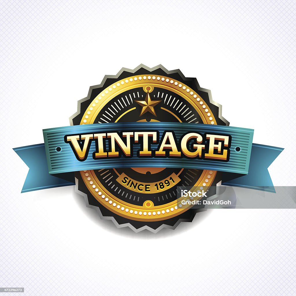 Golden Vintage Badge A detailed, golden vintage label. EPS 10 file, with transparencies, gradient meshes. Artwork is grouped into detailed layers with proper labels. Badge stock vector