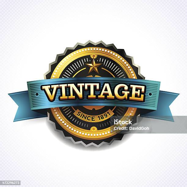 Golden Vintage Badge Stock Illustration - Download Image Now - Badge, Gold - Metal, Gold Colored