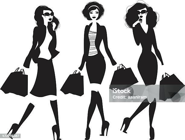 Kobiet Zakupy - Stockowe grafiki wektorowe i więcej obrazów Handel detaliczny - Handel detaliczny, Modelka i model, Zakupy