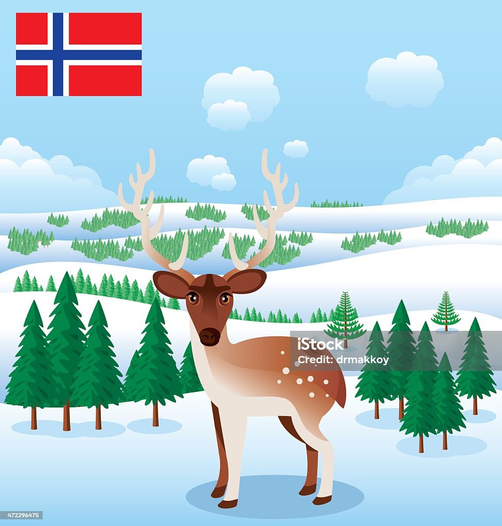 Noruega e Rena - Royalty-free Animal arte vetorial
