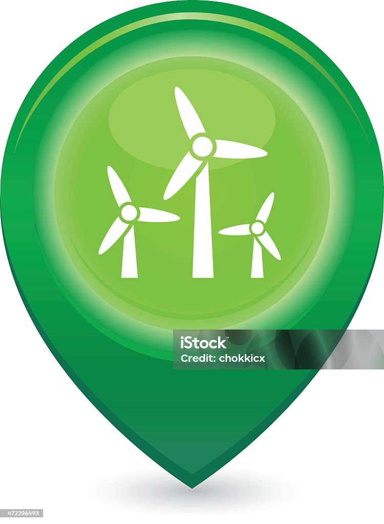 Wiatr Dostarczył energii elektrycznej Budowę lub Turbina wiatrowa pin Wskaźnik - Grafika wektorowa royalty-free (Turbina wiatrowa)