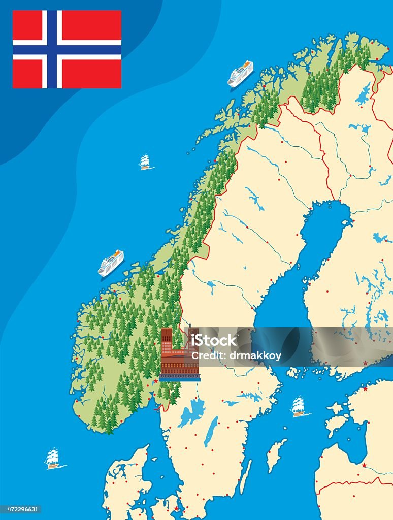 Norwegia mapy - Grafika wektorowa royalty-free (Mapa)