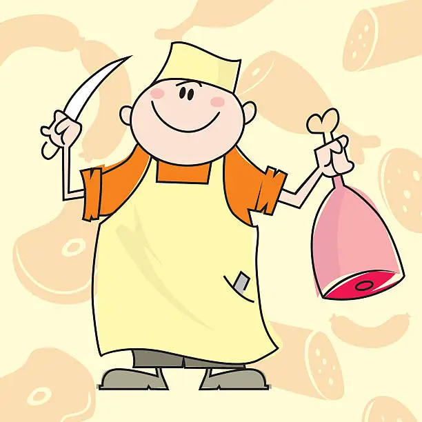 Vector illustration of butcher cartoon vector