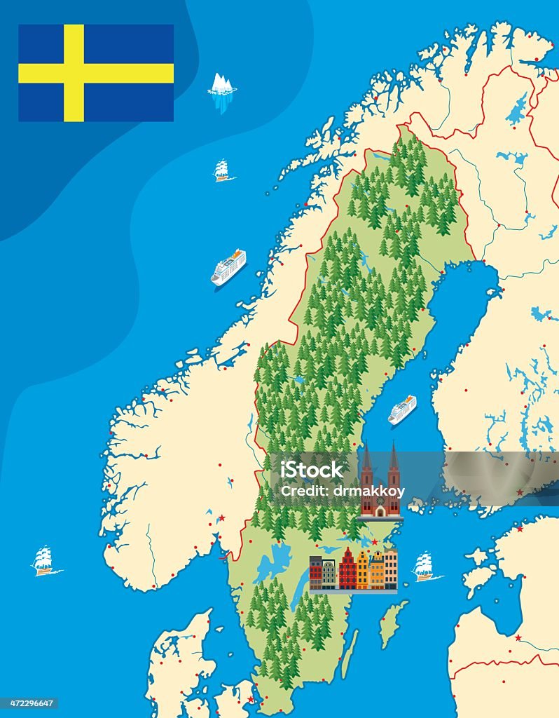 스웨덴 맵 - 로열티 프리 스웨덴 벡터 아트