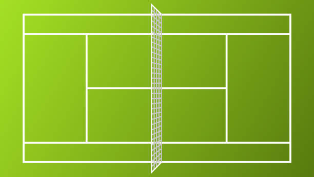 ilustrações de stock, clip art, desenhos animados e ícones de court de ténis cor viva barro branco rede - tennis court tennis racket forehand