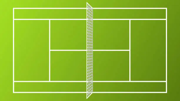 Vector illustration of Tennis Court Vibrant Color Clay White Net