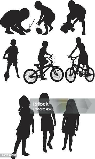 Multiple Images Of Children Stock Illustration - Download Image Now - Child, Cute, Girls