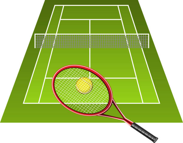 ilustrações, clipart, desenhos animados e ícones de quadra de tênis de saibro aberto ()-ilustração vetorial - tennis open