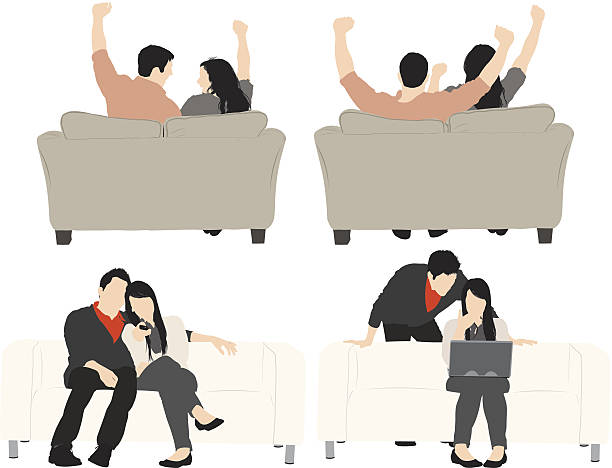 Multiple images of couple Multiple images of couplehttp://www.twodozendesign.info/i/1.png couch back stock illustrations