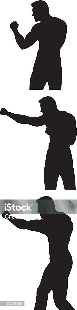 Silhouettes of boxer punching Silhouettes of boxer punchinghttp://www.twodozendesign.info/i/1.png Men stock vector