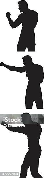Silhouettes Of Boxer Punching Stock Illustration - Download Image Now - Men, Profile View, Waist Up
