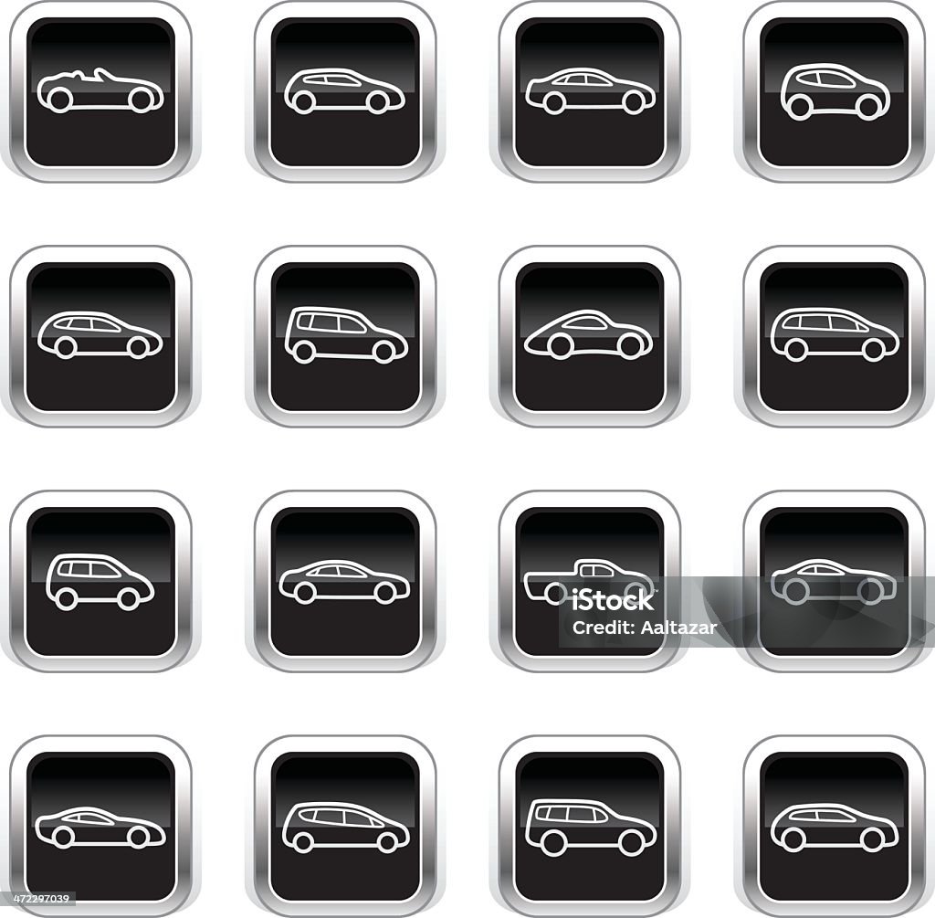 Supergloss iconos negro de automóviles presentan - arte vectorial de Coche libre de derechos